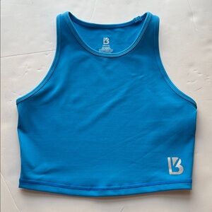 BuffBunny Women's Size M Aurora Cropped High Neck Tank Top Bra Blue Racerback